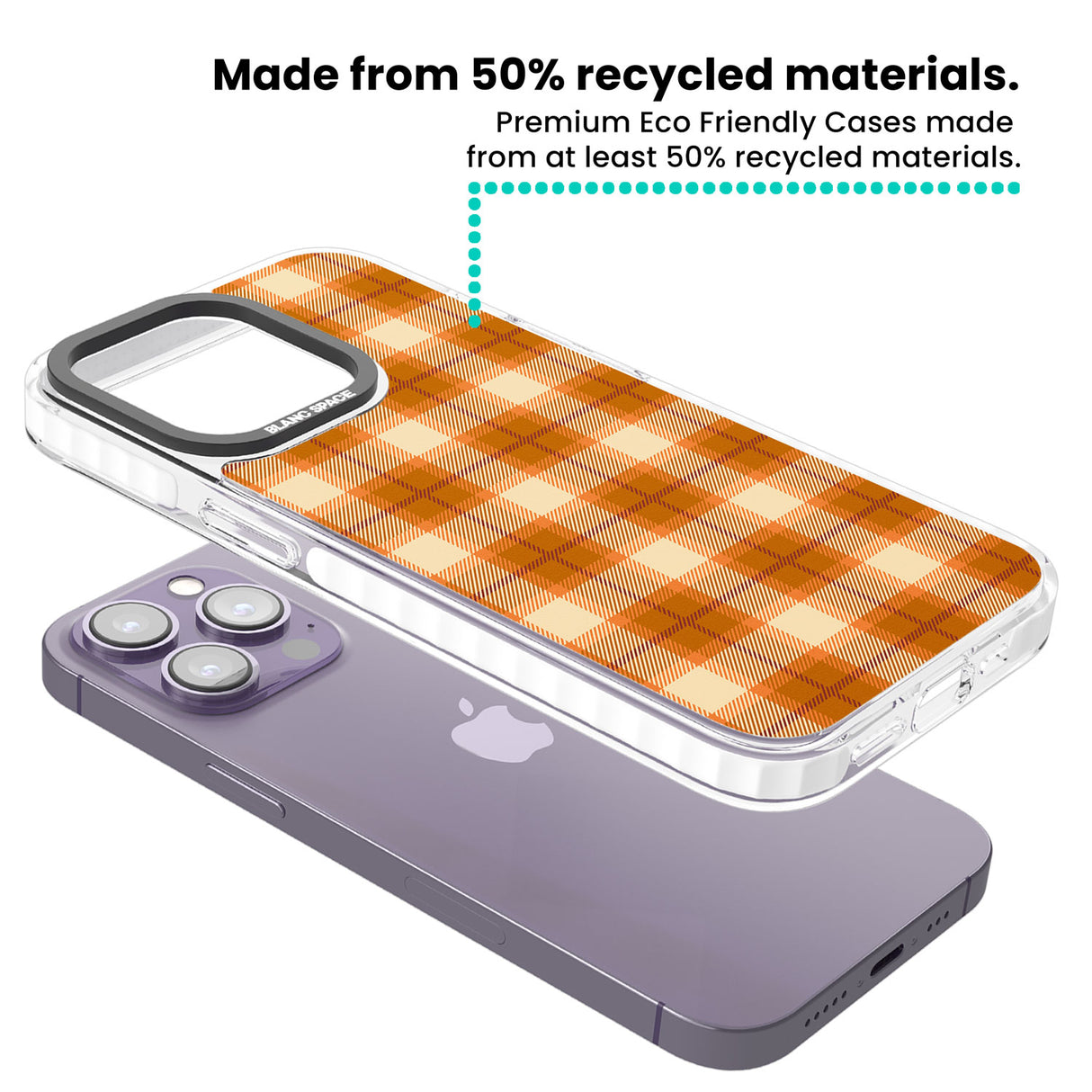 Pumpkin Plaid Clear Impact Phone Case for iPhone 13 Pro, iPhone 14 Pro, iPhone 15 Pro