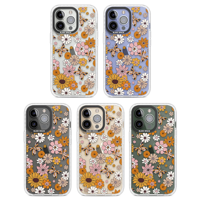 Butterfly & Bloom Autumn Floral Clear Impact Phone Case for iPhone 13 Pro, iPhone 14 Pro, iPhone 15 Pro