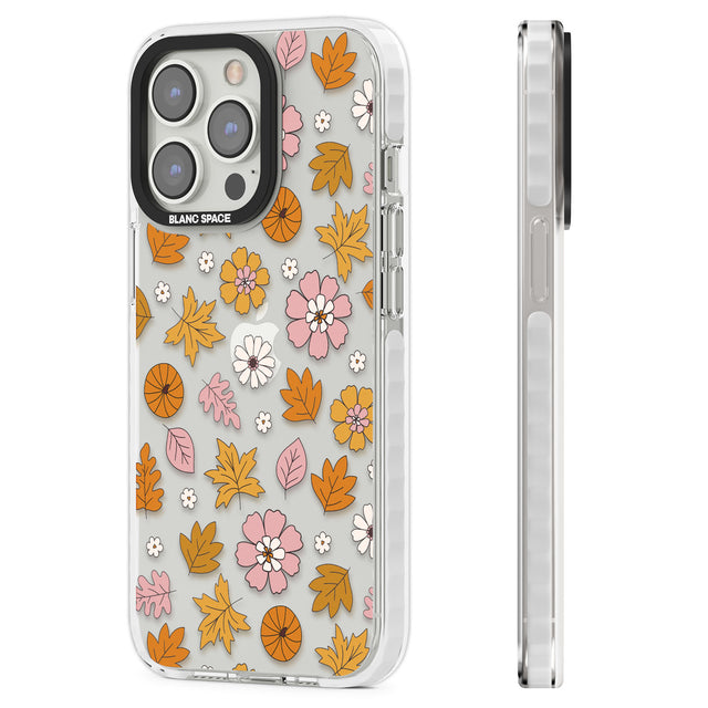 Autumn Leaves and Flowers Clear Impact Phone Case for iPhone 13 Pro, iPhone 14 Pro, iPhone 15 Pro