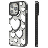 Hand-Drawn Hearts Black Impact Phone Case for iPhone 13 Pro, iPhone 14 Pro, iPhone 15 Pro