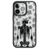 Skeleton Flower Black Impact Phone Case for iPhone 13 Pro, iPhone 14 Pro, iPhone 15 Pro