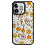 Retro Boho Fall Floral Black Impact Phone Case for iPhone 13 Pro, iPhone 14 Pro, iPhone 15 Pro