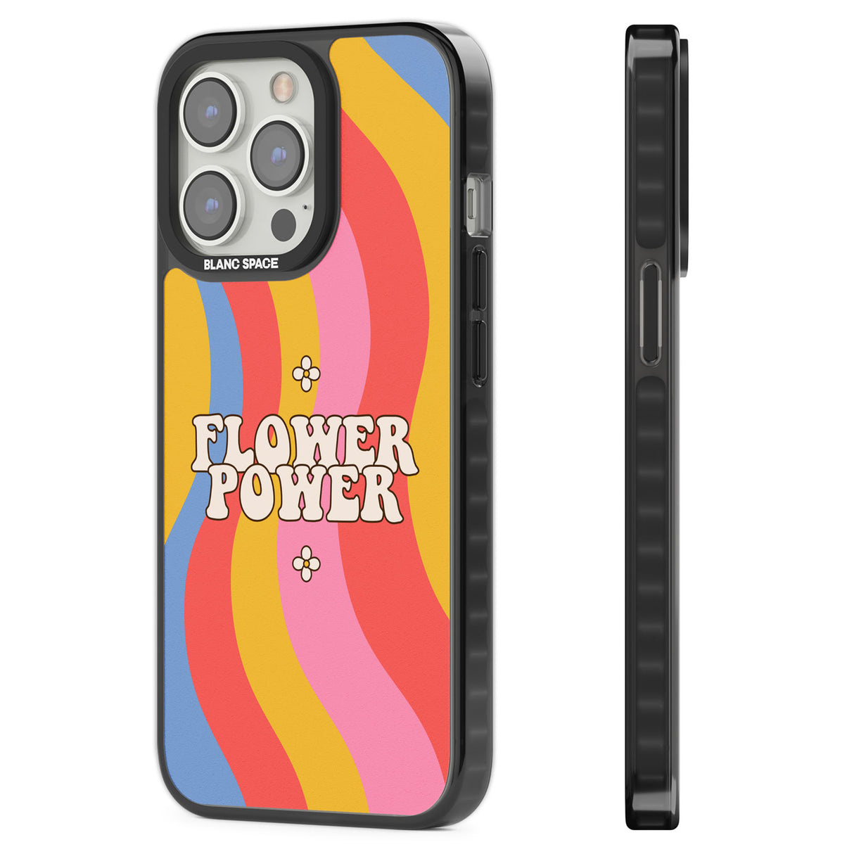 Melting Flower Power Black Impact Phone Case for iPhone 13 Pro, iPhone 14 Pro, iPhone 15 Pro