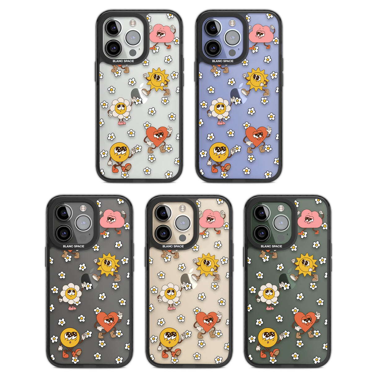 Daisies & Friends Black Impact Phone Case for iPhone 13 Pro, iPhone 14 Pro, iPhone 15 Pro