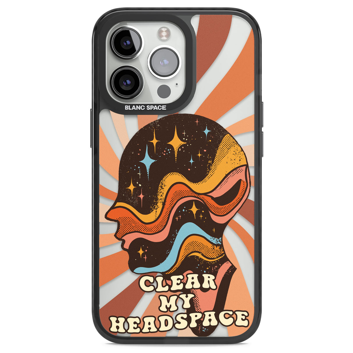 Clear My Headspace Black Impact Phone Case for iPhone 13 Pro, iPhone 14 Pro, iPhone 15 Pro