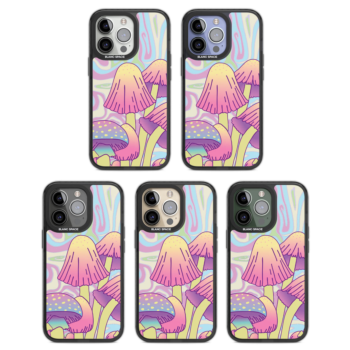 Shroomin' Black Impact Phone Case for iPhone 13 Pro, iPhone 14 Pro, iPhone 15 Pro