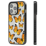 Sun-Yellow Butterflies Black Impact Phone Case for iPhone 13 Pro, iPhone 14 Pro, iPhone 15 Pro