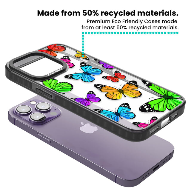 Vibrant Butterflies Black Impact Phone Case for iPhone 13 Pro, iPhone 14 Pro, iPhone 15 Pro