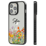 Personalised Summer Wildflowers Black Impact Phone Case for iPhone 13 Pro, iPhone 14 Pro, iPhone 15 Pro