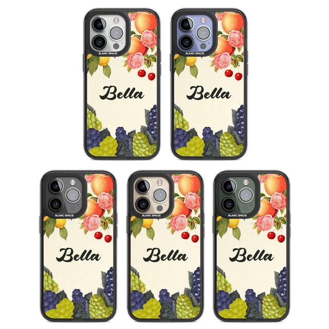 Personalised Vintage Fruits Black Impact Phone Case for iPhone 13 Pro, iPhone 14 Pro, iPhone 15 Pro