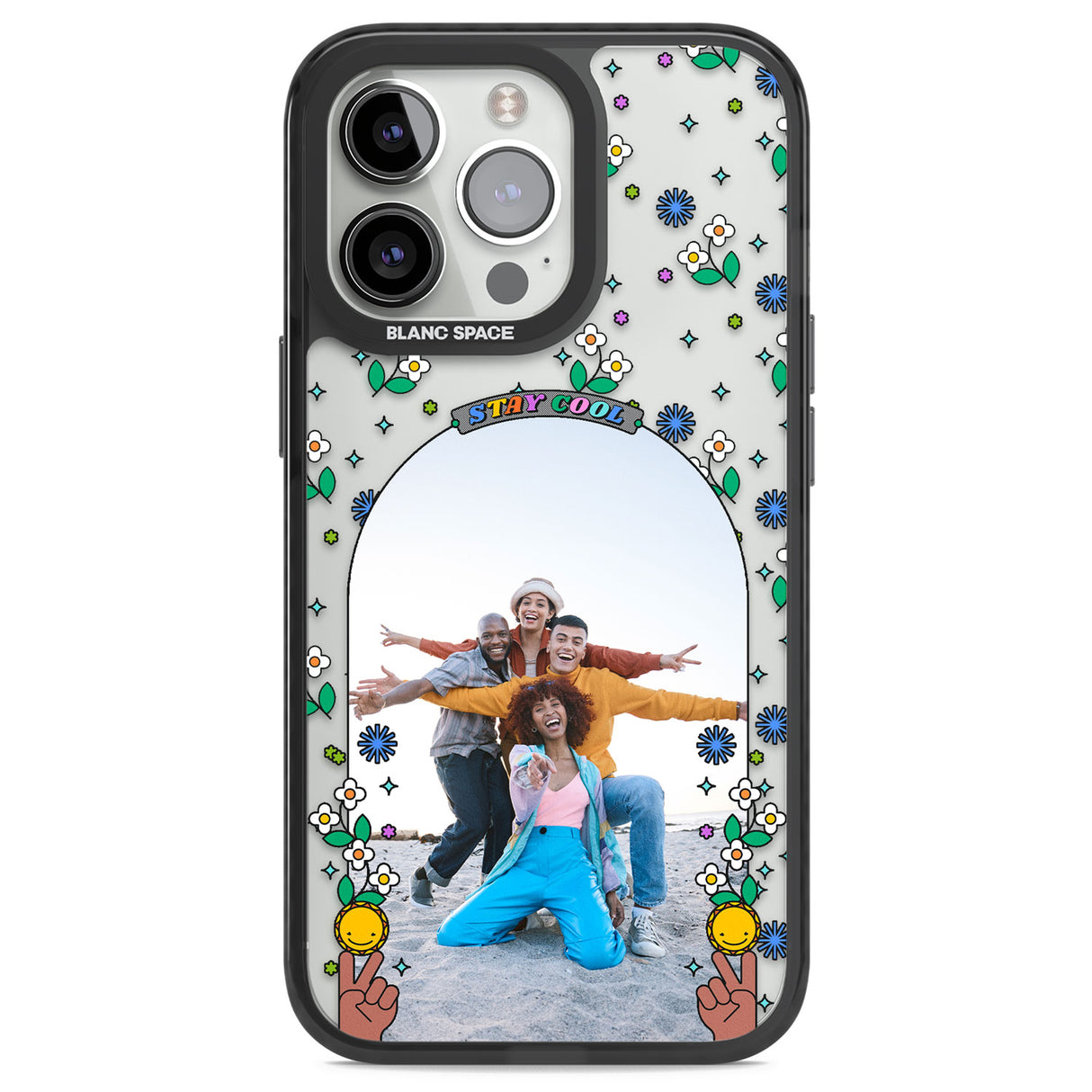 Personalised Summer Photo Frame Black Impact Phone Case for iPhone 13 Pro, iPhone 14 Pro, iPhone 15 Pro