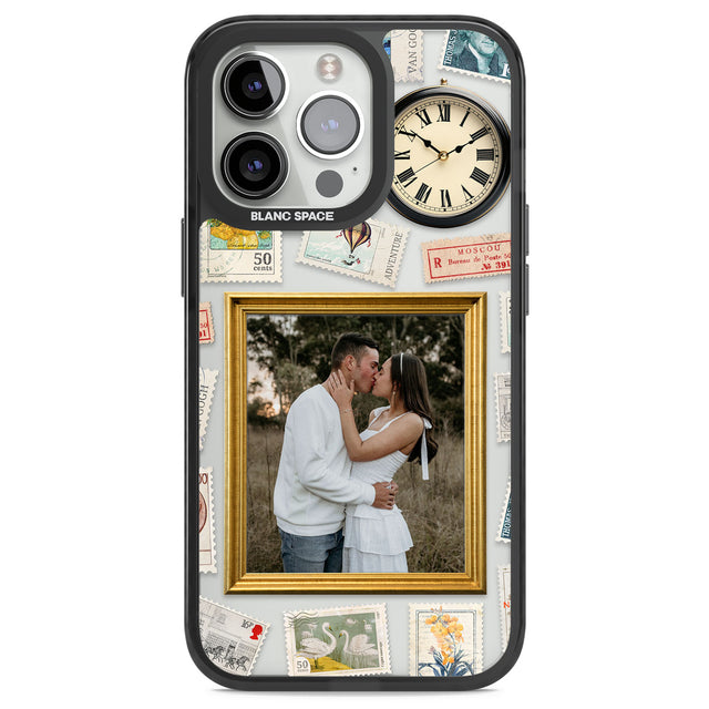 Personalised Vintage Photo Frame Collage Black Impact Phone Case for iPhone 13 Pro, iPhone 14 Pro, iPhone 15 Pro