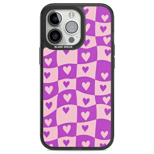 Purple Wavy Checked Hearts