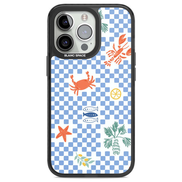 Blue Check Coastal Motifs