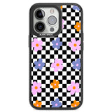 Checkered Blossom Black Impact Phone Case for iPhone 13 Pro, iPhone 14 Pro, iPhone 15 Pro