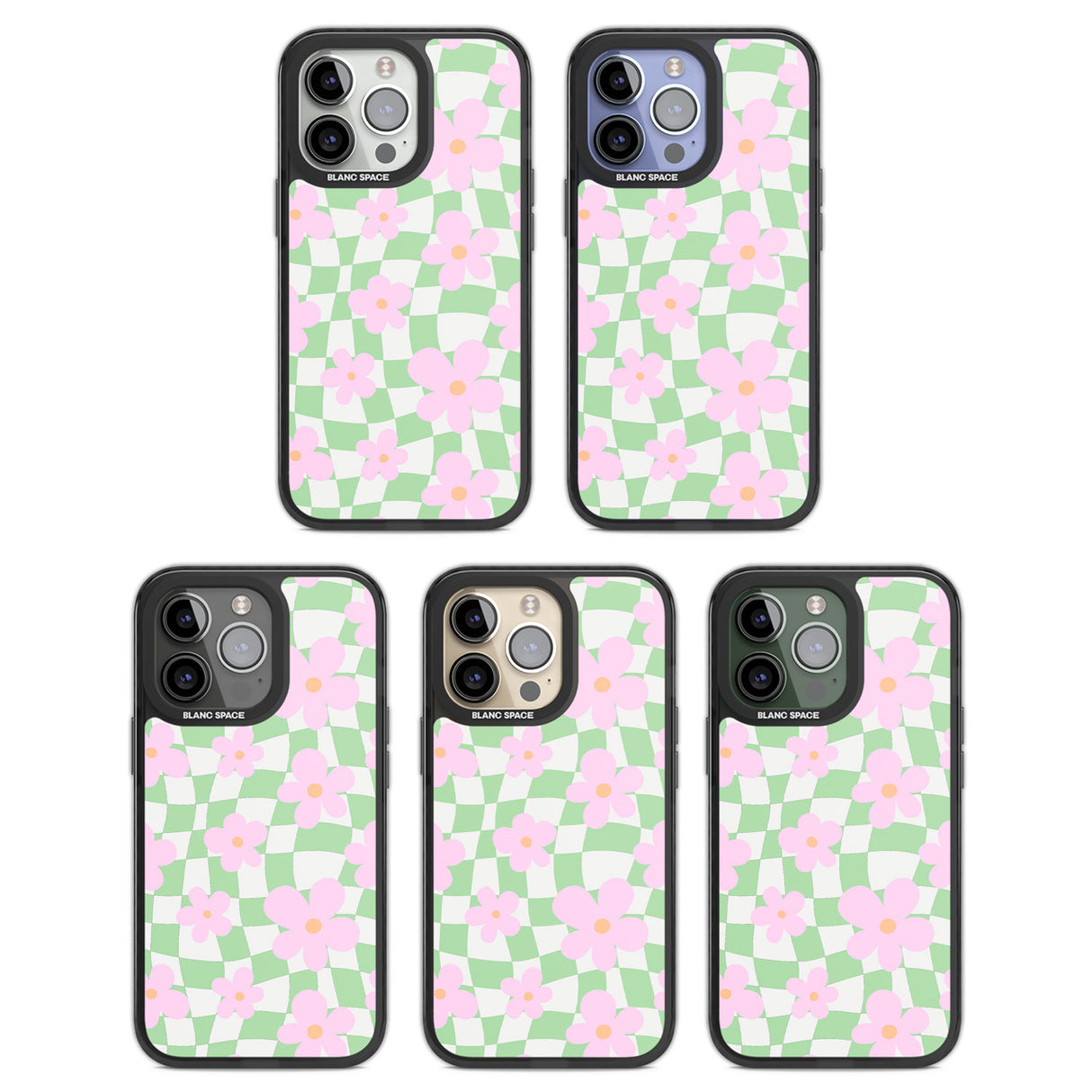 Spring Picnic Black Impact Phone Case for iPhone 13 Pro, iPhone 14 Pro, iPhone 15 Pro