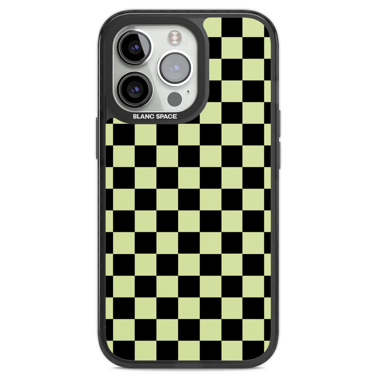 Black & Lime Check Black Impact Phone Case for iPhone 13 Pro, iPhone 14 Pro, iPhone 15 Pro