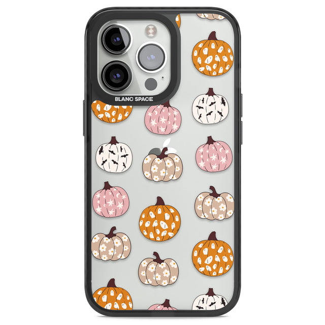 Floral Pumpkins Black Impact Phone Case for iPhone 13 Pro, iPhone 14 Pro, iPhone 15 Pro