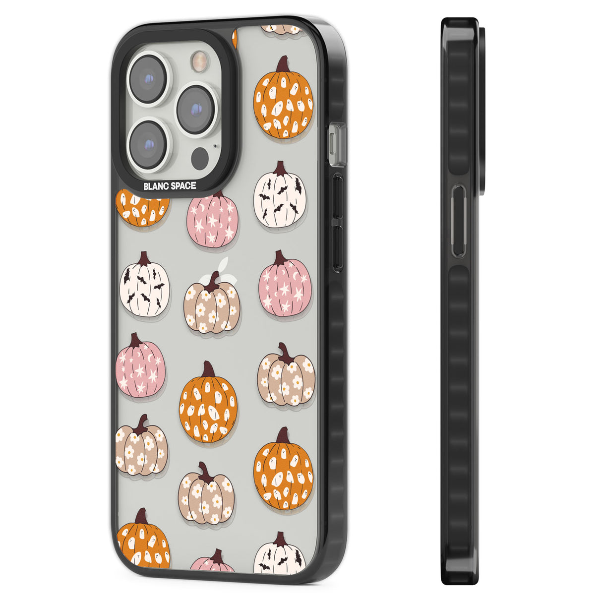 Floral Pumpkins Black Impact Phone Case for iPhone 13 Pro, iPhone 14 Pro, iPhone 15 Pro