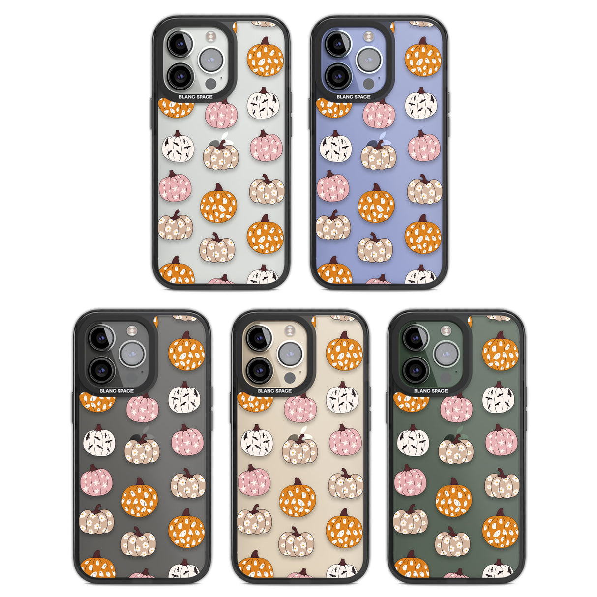 Floral Pumpkins Black Impact Phone Case for iPhone 13 Pro, iPhone 14 Pro, iPhone 15 Pro