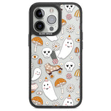 Cute Ghost and Skulls Pattern Black Impact Phone Case for iPhone 13 Pro, iPhone 14 Pro, iPhone 15 Pro