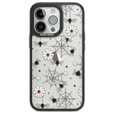 Spiders and Flowers Pattern Black Impact Phone Case for iPhone 13 Pro, iPhone 14 Pro, iPhone 15 Pro