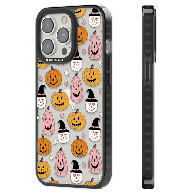 Witches and Pumpkins Pattern Black Impact Phone Case for iPhone 13 Pro, iPhone 14 Pro, iPhone 15 Pro