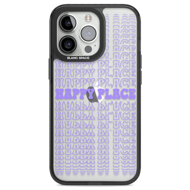 Happy Place (Purple) Black Impact Phone Case for iPhone 13 Pro, iPhone 14 Pro, iPhone 15 Pro