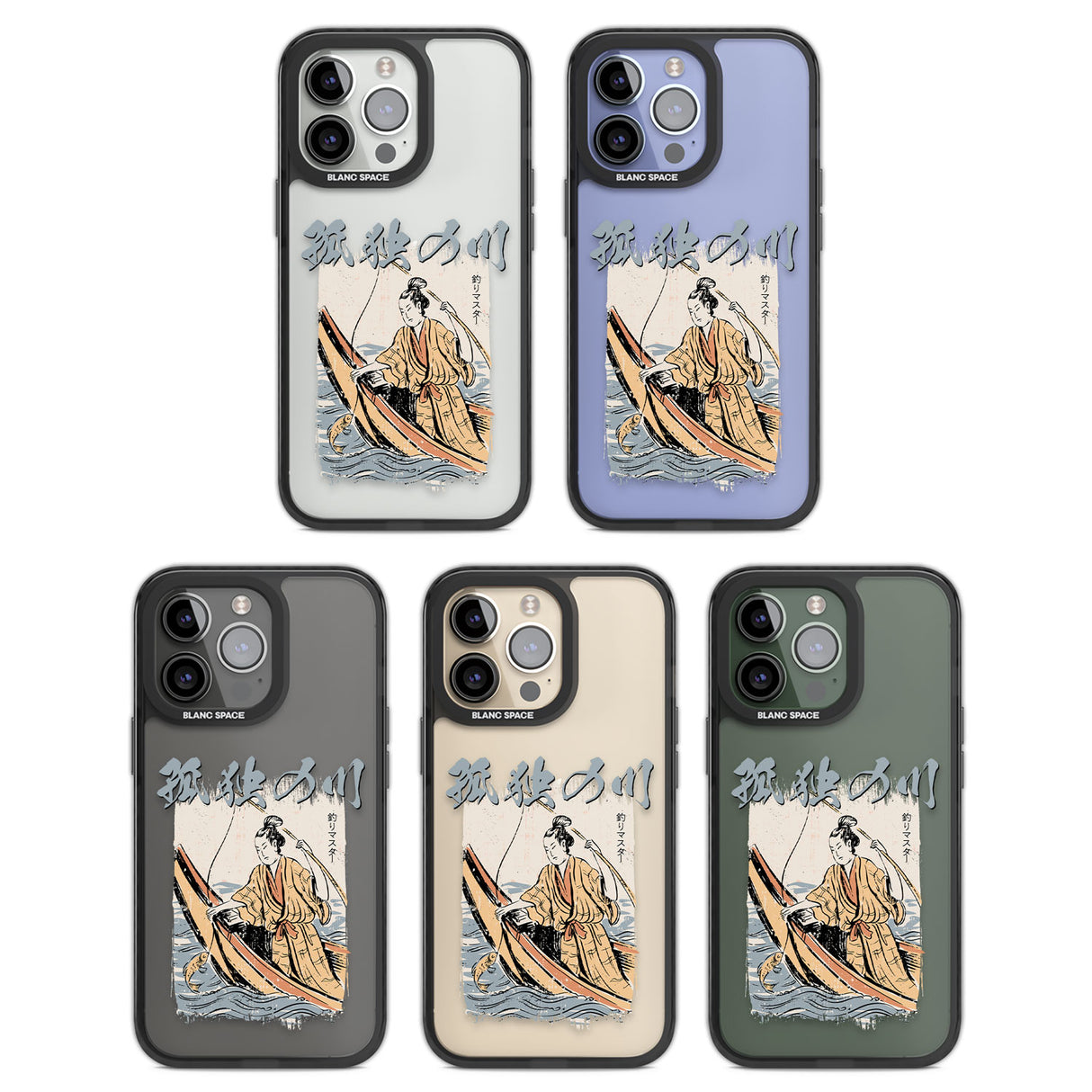 Japanese River Black Impact Phone Case for iPhone 13 Pro, iPhone 14 Pro, iPhone 15 Pro