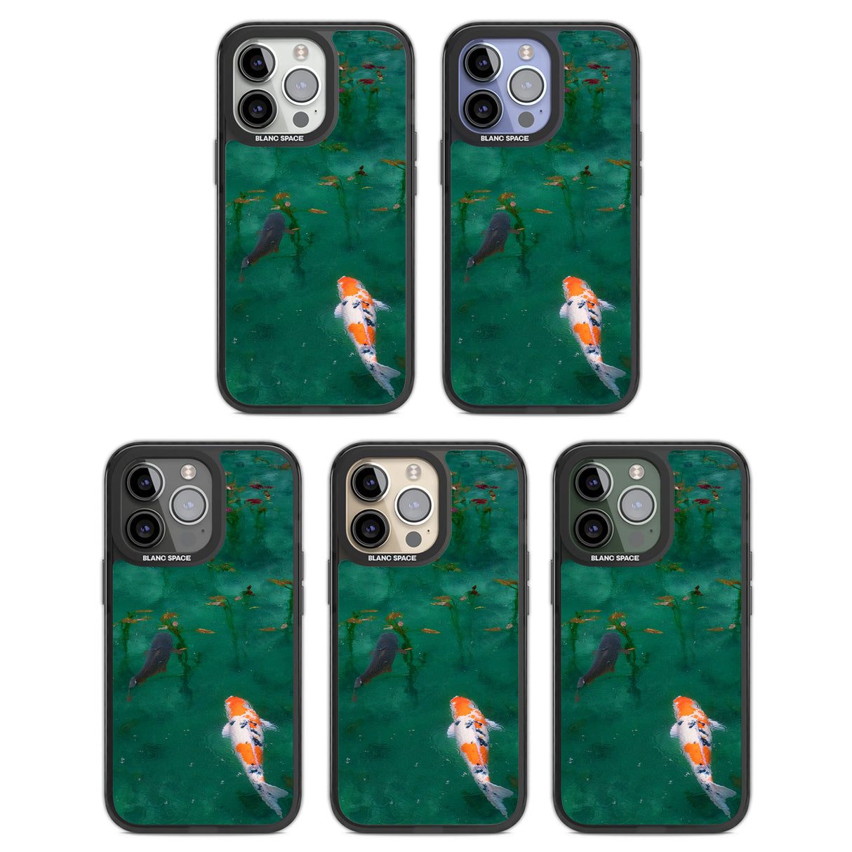 Koi Fish Black Impact Phone Case for iPhone 13 Pro, iPhone 14 Pro, iPhone 15 Pro