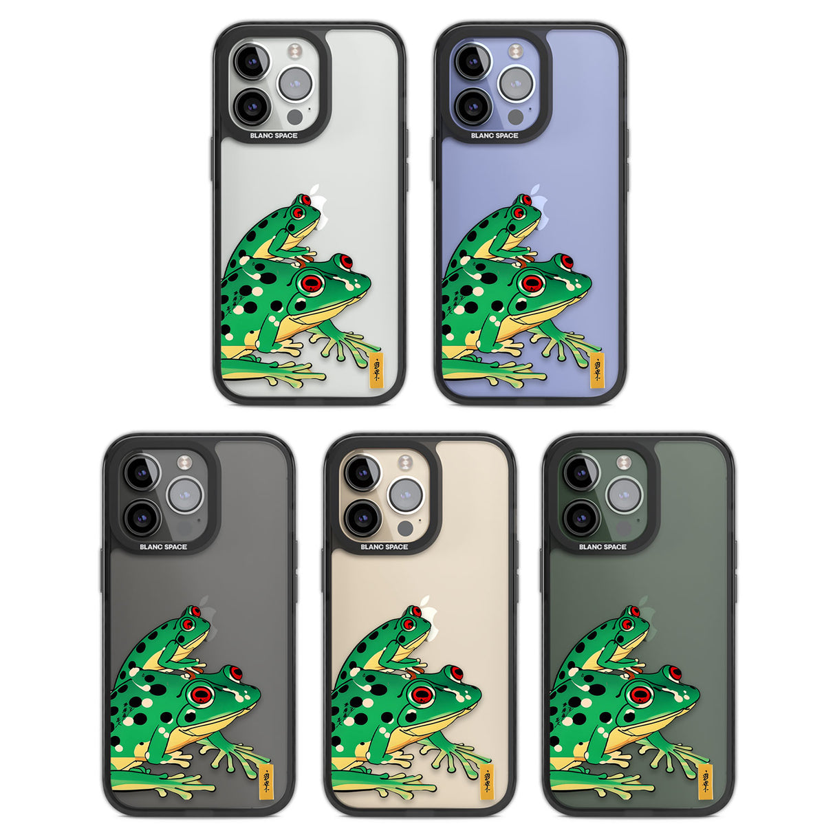 Matsumoto Hoji Frog Green Black Impact Phone Case for iPhone 13 Pro, iPhone 14 Pro, iPhone 15 Pro