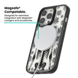 Skeleton Flower Magsafe Black Impact Phone Case for iPhone 13 Pro, iPhone 14 Pro, iPhone 15 Pro