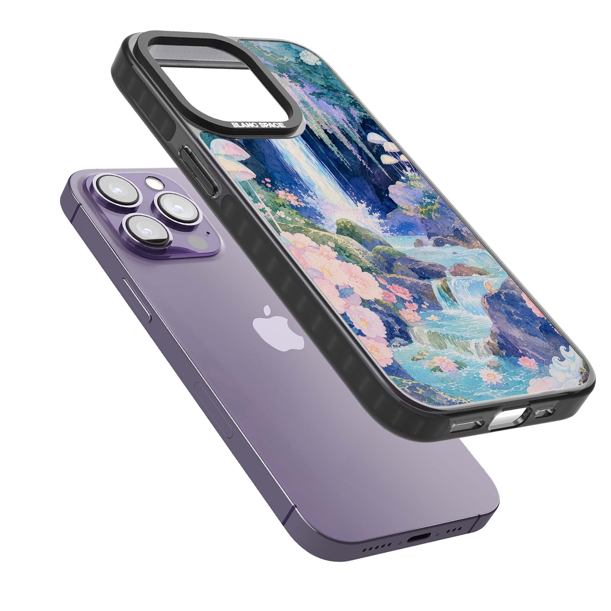 Mystic Waterfall art iPhone case | Black Impact Magsafe case for iPhone 13 Pro, iPhone 14 Pro, iPhone 15 Pro