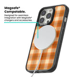 Pumpkin Plaid Magsafe Black Impact Phone Case for iPhone 13 Pro, iPhone 14 Pro, iPhone 15 Pro