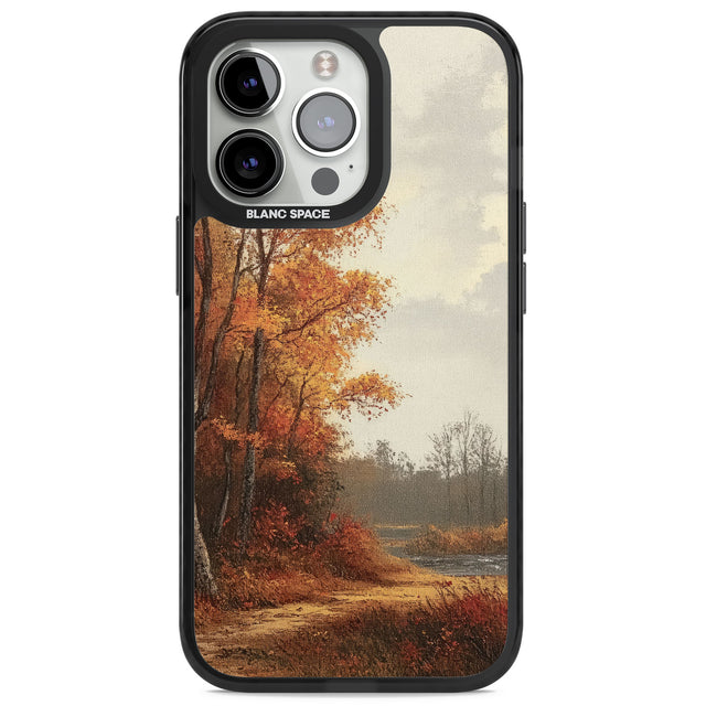 Vintage Autumn Oil Painting Magsafe Black Impact Phone Case for iPhone 13 Pro, iPhone 14 Pro, iPhone 15 Pro