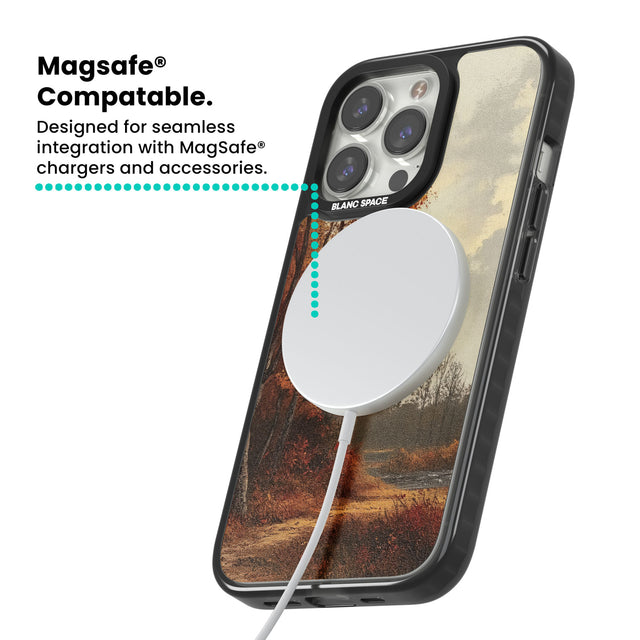 Vintage Autumn Oil Painting Magsafe Black Impact Phone Case for iPhone 13 Pro, iPhone 14 Pro, iPhone 15 Pro