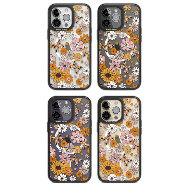 Butterfly & Bloom Autumn Floral Magsafe Black Impact Phone Case for iPhone 13 Pro, iPhone 14 Pro, iPhone 15 Pro