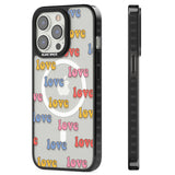 Love Pattern Magsafe Black Impact Phone Case for iPhone 13 Pro, iPhone 14 Pro, iPhone 15 Pro