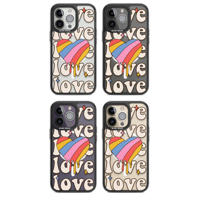 Groovy Love Magsafe Black Impact Phone Case for iPhone 13 Pro, iPhone 14 Pro, iPhone 15 Pro