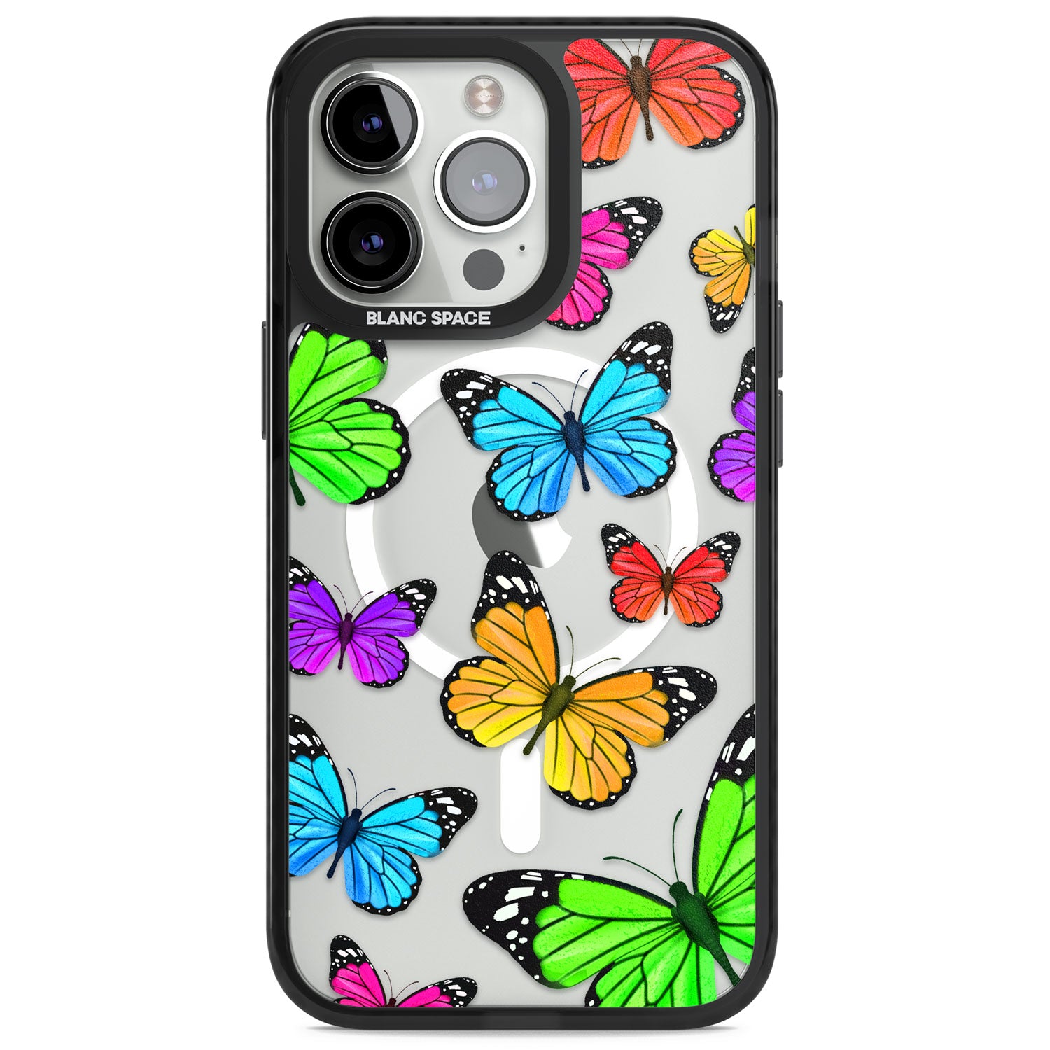 Vibrant Butterflies Magsafe Black Impact Phone Case for iPhone 13 Pro, iPhone 14 Pro, iPhone 15 Pro