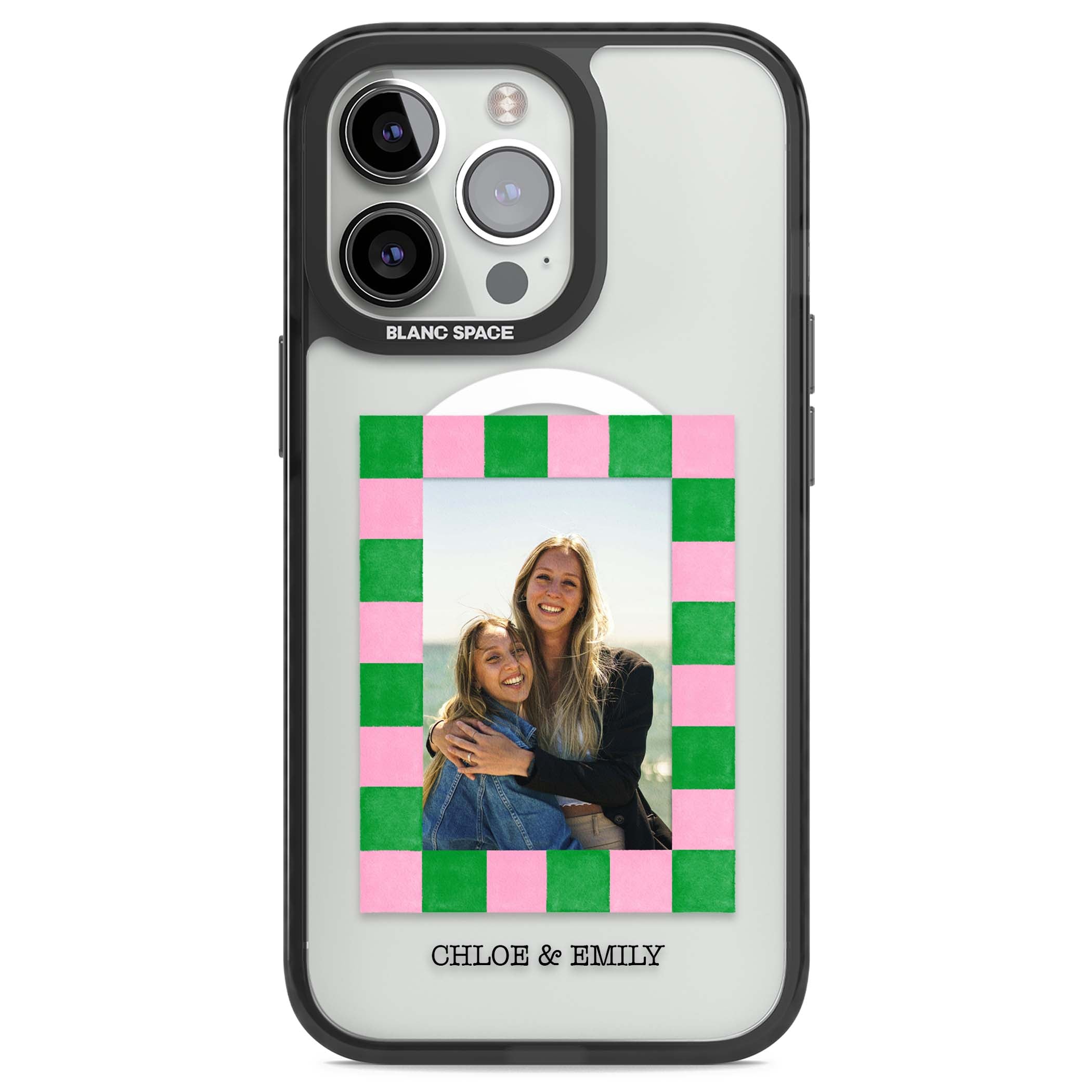 Riviera Check Photo cute iPhone case | Black Impact Magsafe case for iPhone 13 Pro, iPhone 14 Pro, iPhone 15 Pro