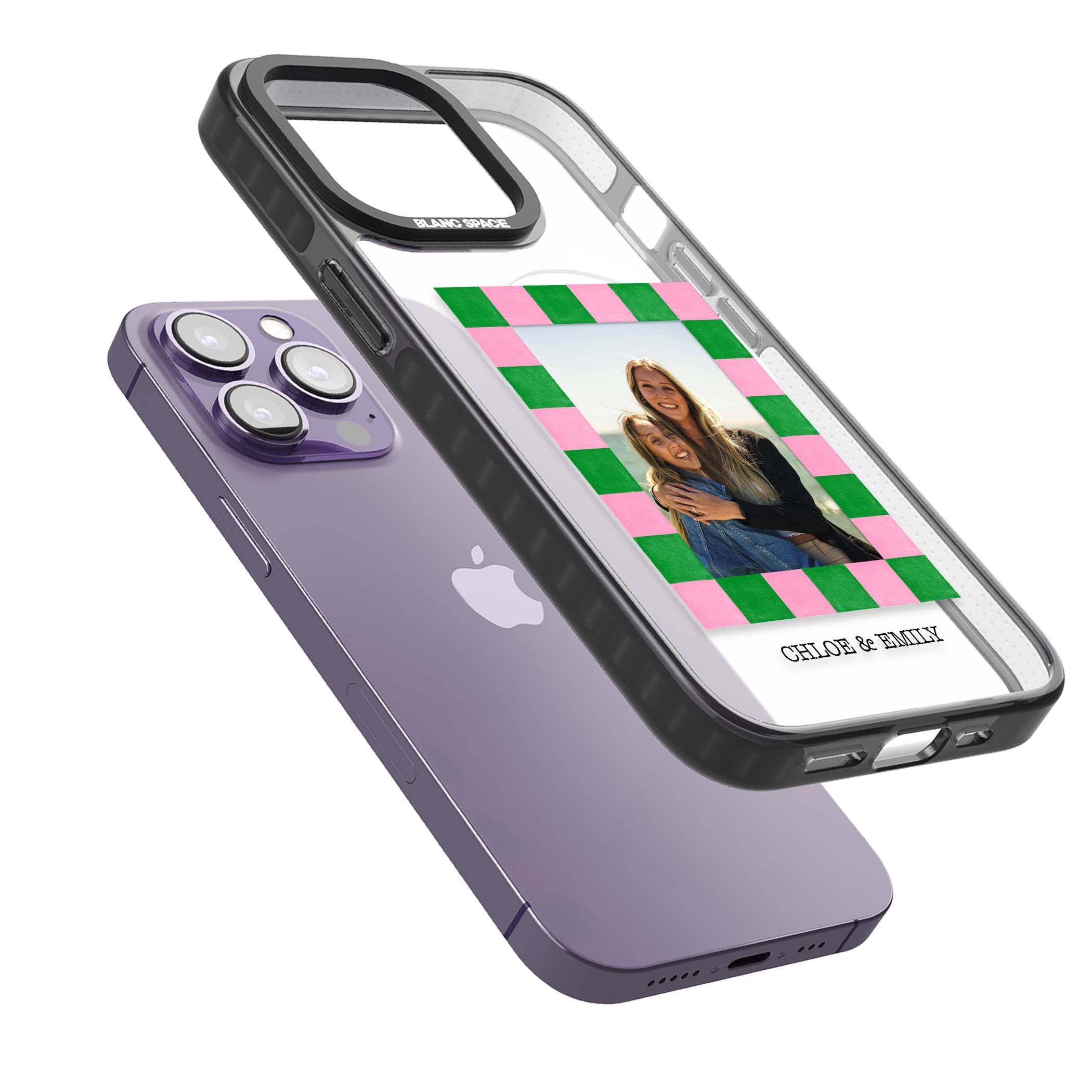 Riviera Check Photo cute iPhone case | Black Impact Magsafe case for iPhone 13 Pro, iPhone 14 Pro, iPhone 15 Pro