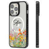 Personalised Summer Wildflowers Magsafe Black Impact Phone Case for iPhone 13 Pro, iPhone 14 Pro, iPhone 15 Pro