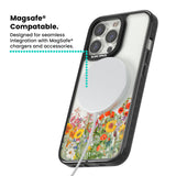 Personalised Summer Wildflowers Magsafe Black Impact Phone Case for iPhone 13 Pro, iPhone 14 Pro, iPhone 15 Pro