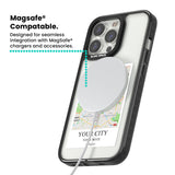 Personalised World Map Magsafe Black Impact Phone Case for iPhone 13 Pro, iPhone 14 Pro, iPhone 15 Pro