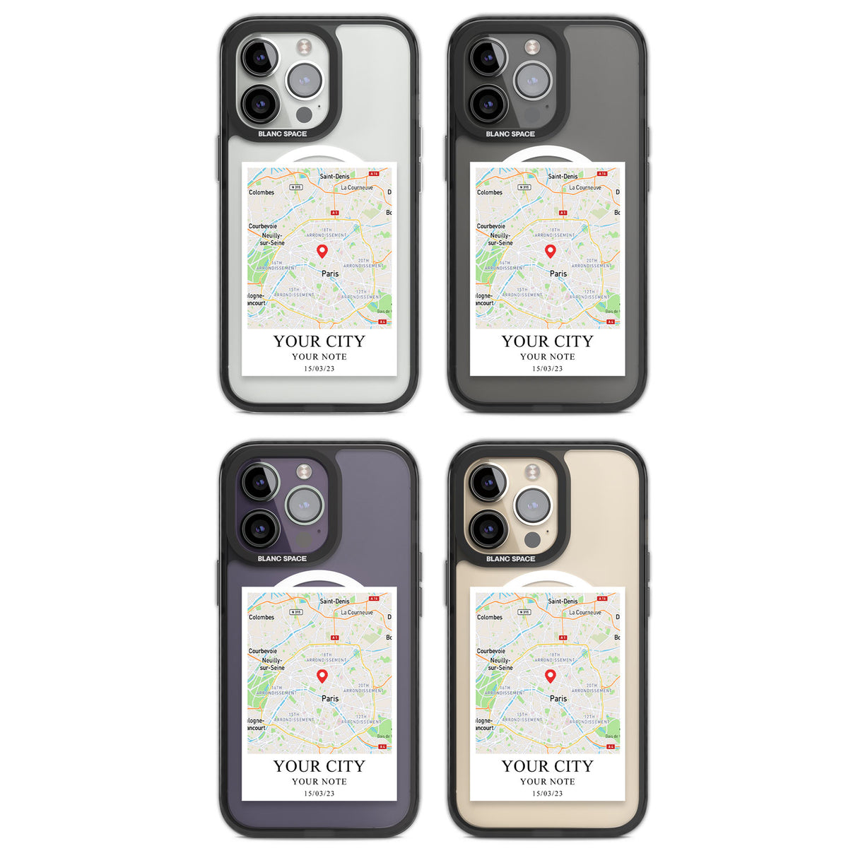 Personalised World Map Magsafe Black Impact Phone Case for iPhone 13 Pro, iPhone 14 Pro, iPhone 15 Pro