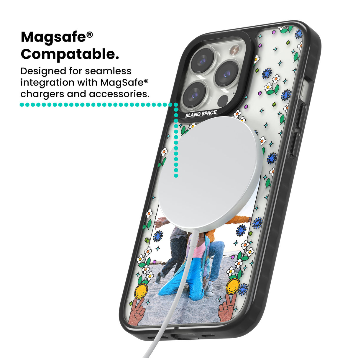 Personalised Summer Photo Frame Magsafe Black Impact Phone Case for iPhone 13 Pro, iPhone 14 Pro, iPhone 15 Pro