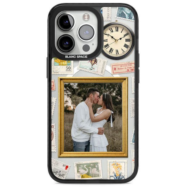 Personalised Vintage Photo Frame Collage Magsafe Black Impact Phone Case for iPhone 13 Pro, iPhone 14 Pro, iPhone 15 Pro