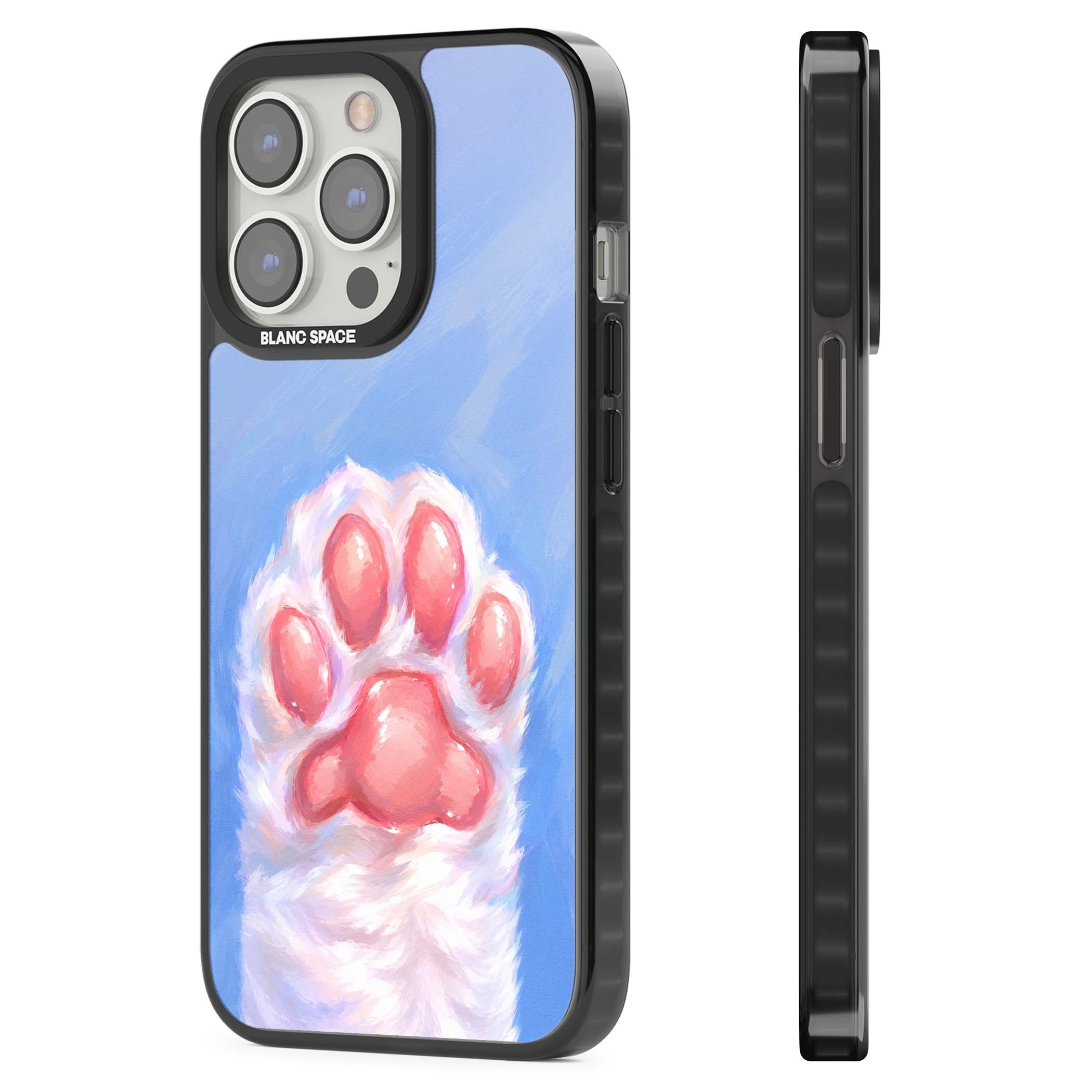 Soft White Paw cute iPhone case | Black Impact Magsafe case for iPhone 13 Pro, iPhone 14 Pro, iPhone 15 Pro