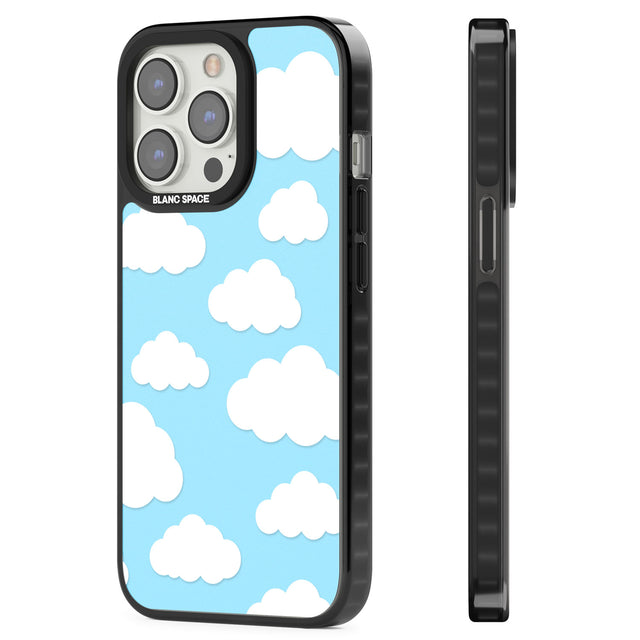 Blue Sky & Clouds Pattern Magsafe Black Impact Phone Case for iPhone 13 Pro, iPhone 14 Pro, iPhone 15 Pro